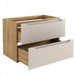 Szafka Pod Umywalkę 80 cm BEŻOWA DĄB Wisząca 2S MDF 3D LUXOR
