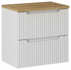 Szafka Pod Umywalkę 60 cm BIAŁA BLAT DĄB RYFLE 2S NOVA WHITE
