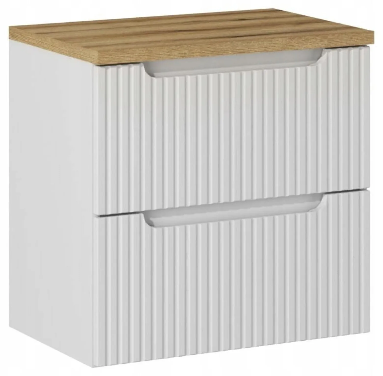 Szafka Pod Umywalkę 60 cm BIAŁA BLAT DĄB RYFLE 2S NOVA WHITE