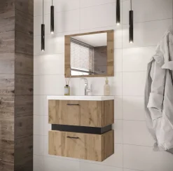 Szafka Pod Umywalkę 60Cm Z Lustrem Carlos Dąb Artisan