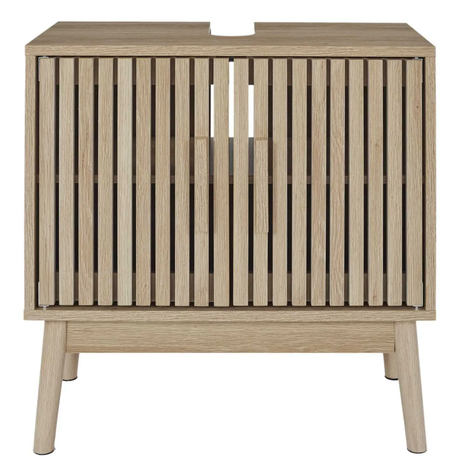 Szafka pod umywalkę LINEA 60x30x70 cm lamele dekor dąb 2-drzwiowa