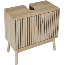 Szafka pod umywalkę LINEA 60x30x70 cm lamele dekor dąb 2-drzwiowa