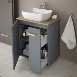 Szafka pod umywalkę L-WOOD 59 cm antracyt mat