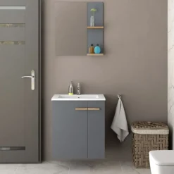 Szafka pod umywalkę L-WOOD 59 cm antracyt mat