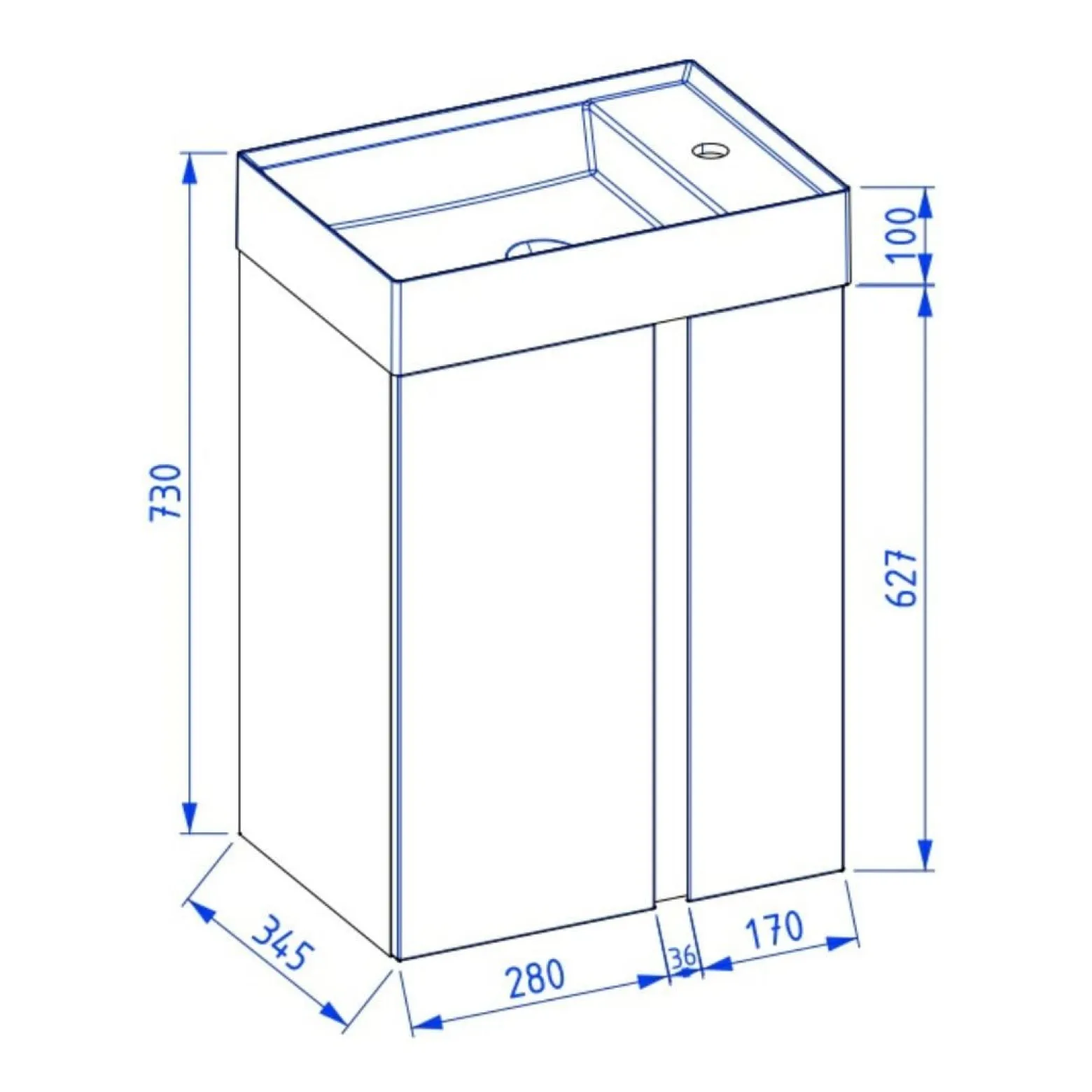 Szafka pod umywalkę UNIQ 49 cm jasno szara półmat z CARGO