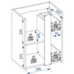 Szafka pod umywalkę UNIQ 49 cm jasno szara półmat z CARGO