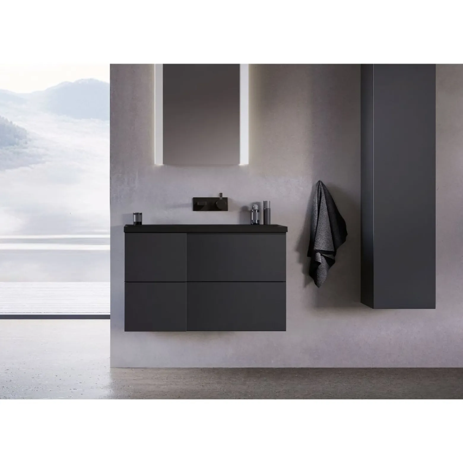 Szafka pod umywalkę wpuszczaną EDGE 70 cm antracyt półmat