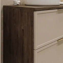 Szafka pod Umywalkę z Blatem 120cm Fronty Ramka Dąb Orzech / Kaszmir