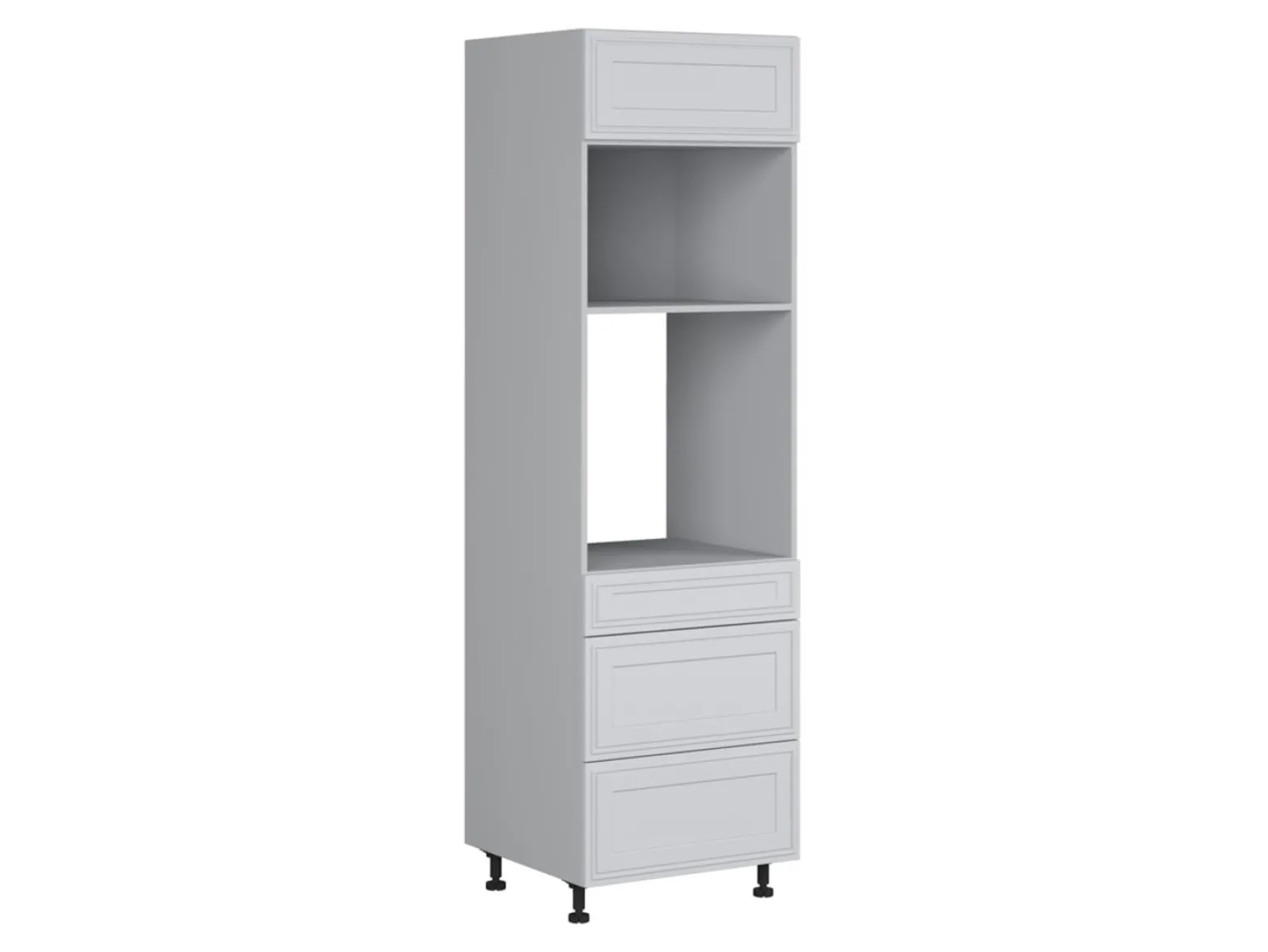 Szafka pod zabudowę piekarnika Verdi 60 cm wysoka z szufladami cichy domyk jasny szary mat