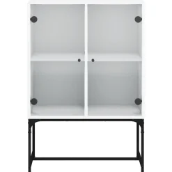 Szafka Regał Biała z Drzwiami Szklanymi 69x37x100 cm do Salonu