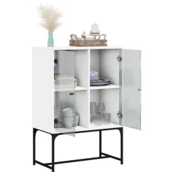 Szafka Regał Biała z Drzwiami Szklanymi 69x37x100 cm do Salonu