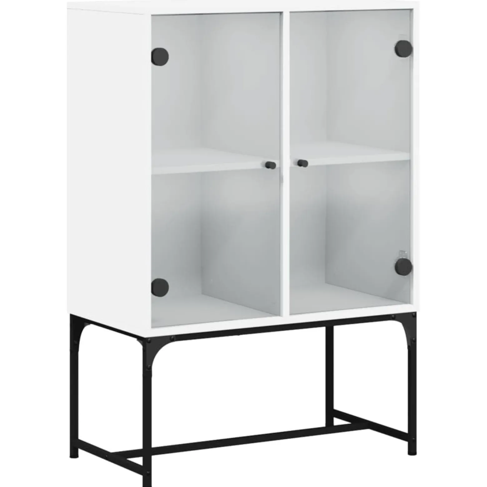 Szafka Regał Biała z Drzwiami Szklanymi 69x37x100 cm do Salonu