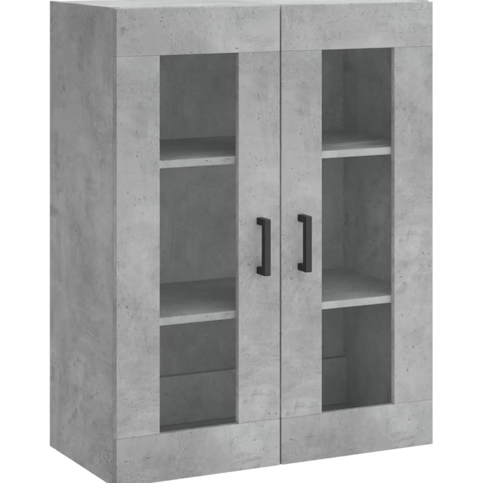 Szafka Regał Witrynka Szara Beton Szklana 69.5x34x180 cm do Salonu Pokoju