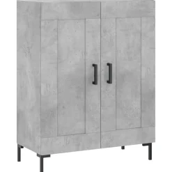 Szafka Regał Witrynka Szara Beton z Drzwiami 69.5x34x180 cm do Salonu
