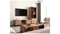 Szafka RTV Amino 159 cm z 2 drzwiami dąb wotan/czarny