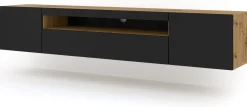 Szafka RTV AURA 200 cm dąb artisan / czarny mat