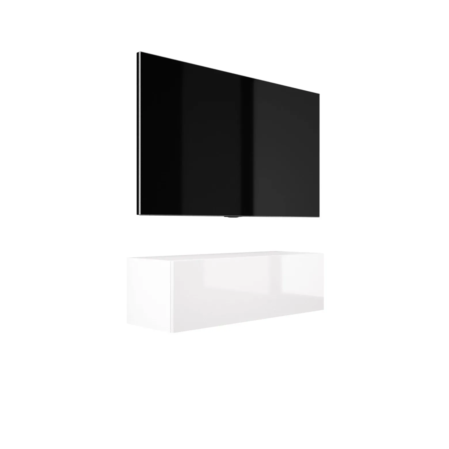 Szafka RTV : Biały Matowy / Biały Błyszczący, 100 x 34 x 32 cm