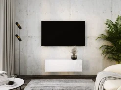 Szafka RTV : Biały Matowy / Biały Błyszczący, 100 x 34 x 32 cm