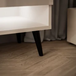 Szafka RTV CALANTE 180 cm LED biały połysk skośne czarne