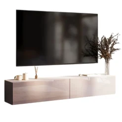 Szafka RTV 210 cm do salonu PREMIUM kaszmir połysk