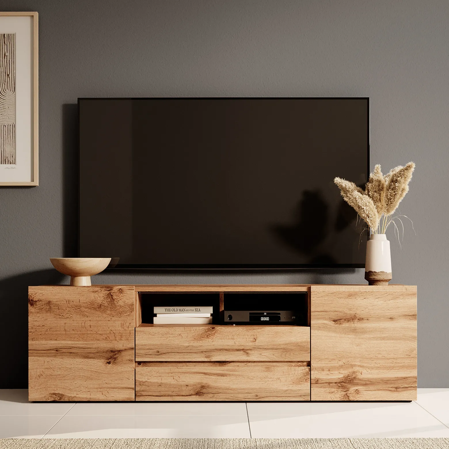 Szafka RTV 137 cm do salonu SENZO dąb wotan