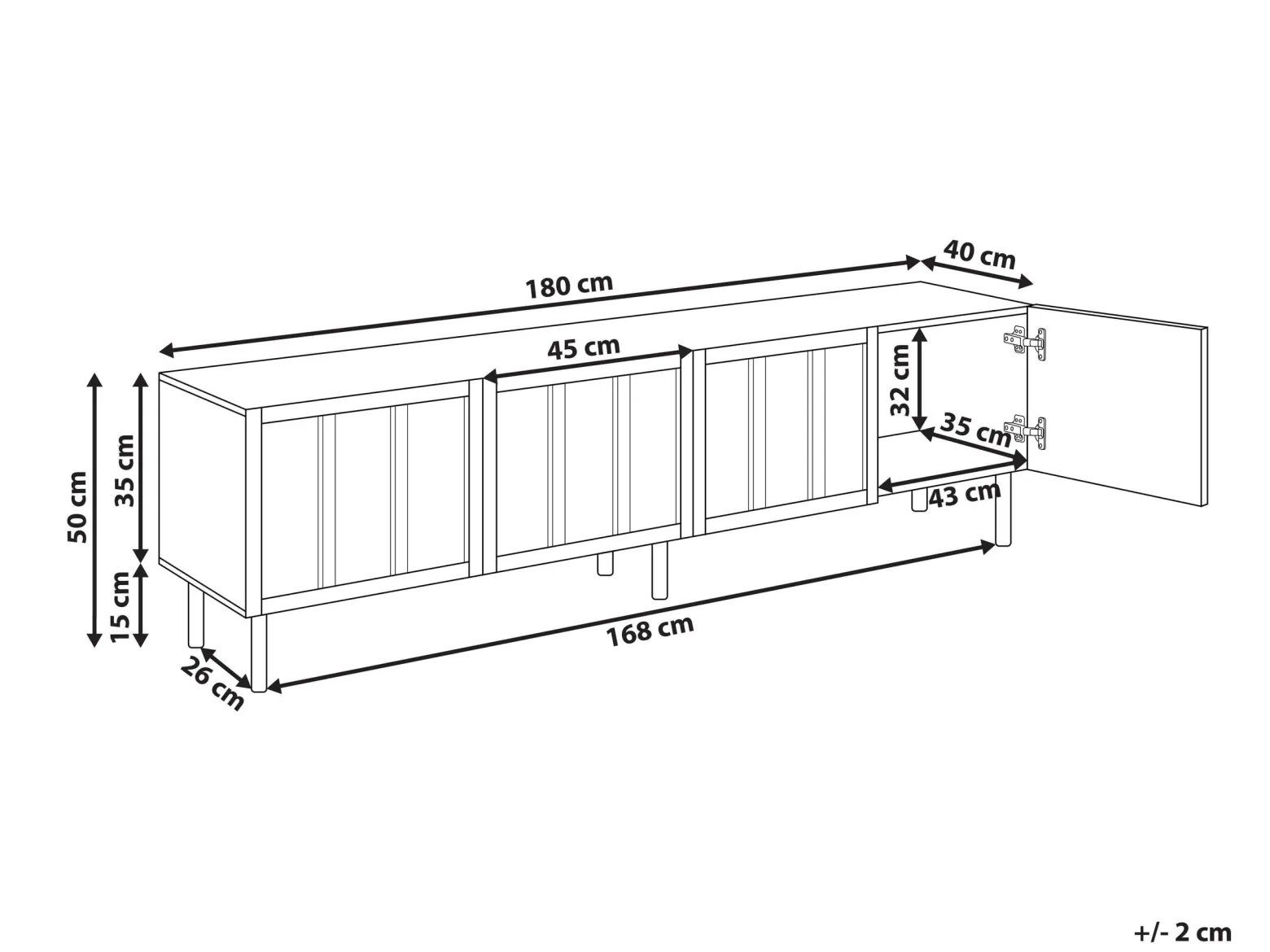 Szafka RTV 180 cm MDF jasnobeżowa
