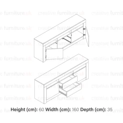 Szafka RTV 160cm ONE FURNITURE - Czarny Laminat & Połysk