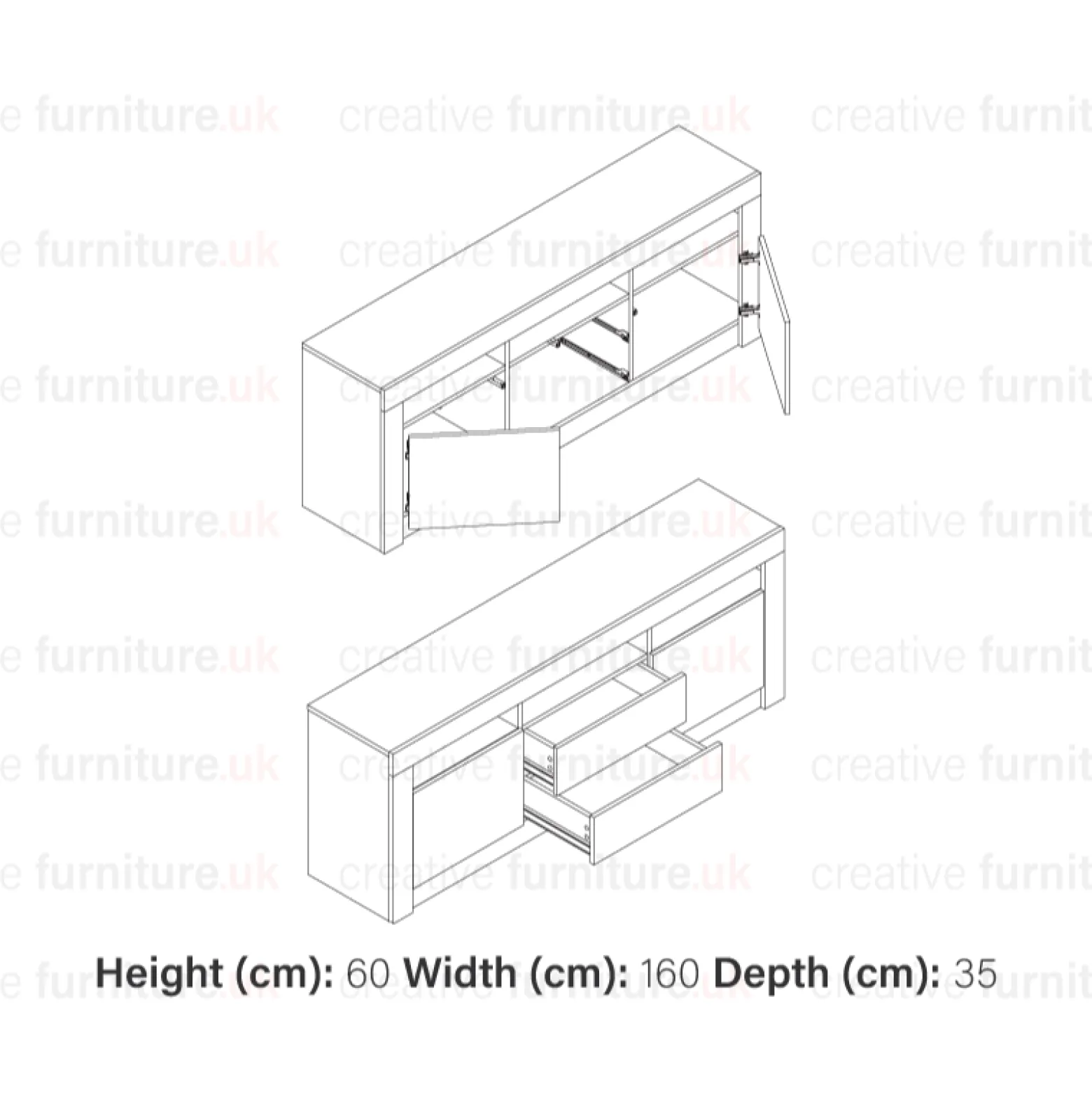 Szafka RTV 160cm ONE FURNITURE - Czarny Laminat & Połysk