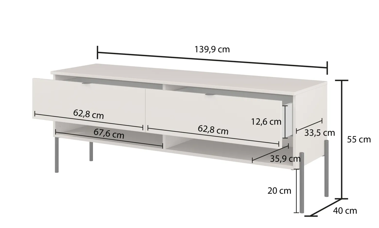 Szafka RTV 140 cm pod telewizor ORE