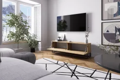 Szafka RTV 120 cm ze stelażem - dąb artisan