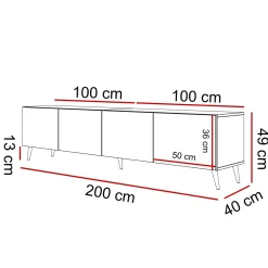 Szafka RTV COLGANTE KASZMIR 200 cm na nóżkach złotych