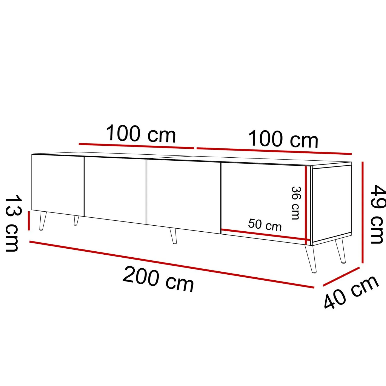 Szafka RTV COLGANTE KASZMIR 200 cm na nóżkach złotych