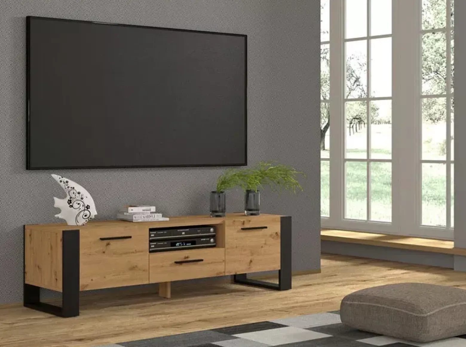 Szafka RTV dąb artisan - Elnix