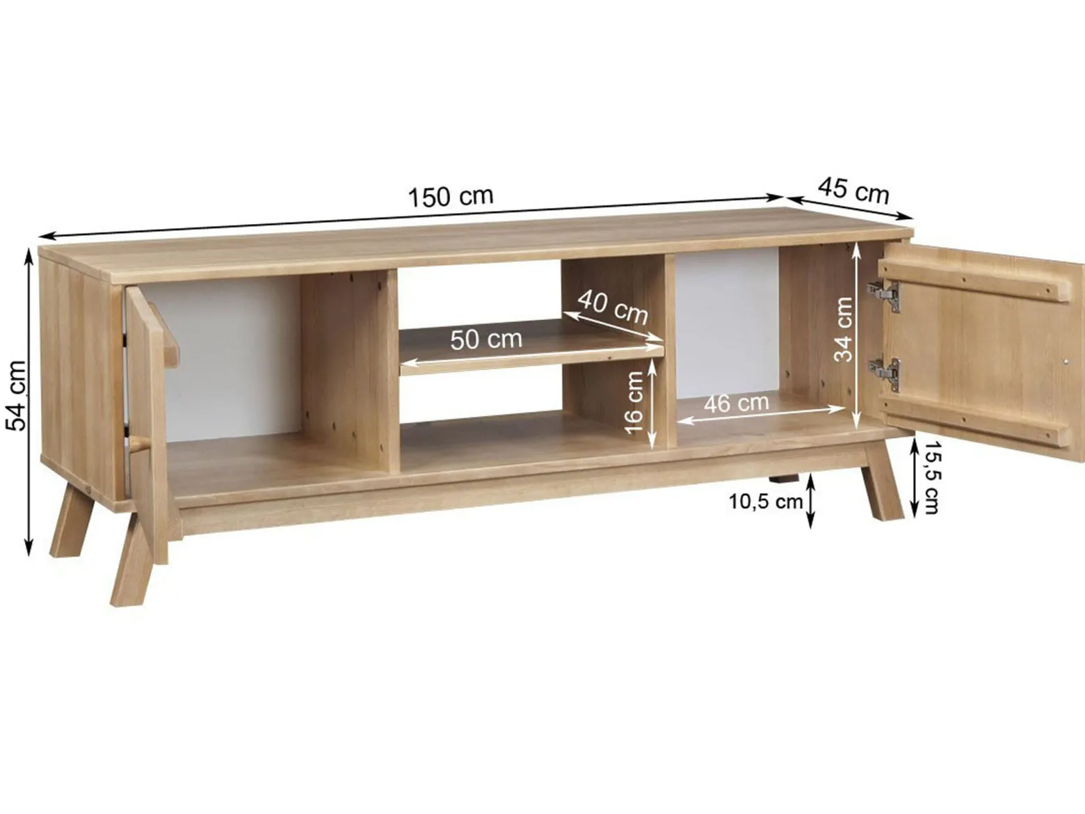 Szafka RTV drewniana OREGON WOOD 150 cm, kolor dębowy