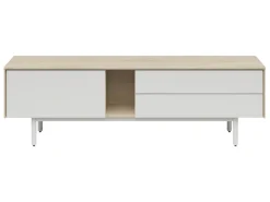 Szafka RTV Ema 180 cm z drzwiami i 2 szufladami orzech jackson hickory/jasny szary