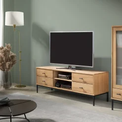 Szafka RTV II drewno i metal SIRIO LOFT, kolor dębowy