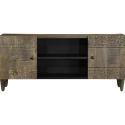 Szafka RTV Jasnoszara 105x33.5x46 cm Drewno lite Mango