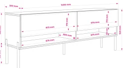 Szafka RTV Kaszmir, nogi proste czarne, LED biały, 140 × 32 × 52 cm