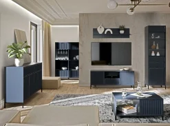 Szafka RTV LINK LS-3 indigo 135 cm GRANAT RYFLOWANE FRONTY