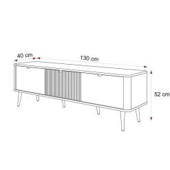 Szafka RTV NAVANI 130 cm z ryflowanym frontem kaszmir/orzech