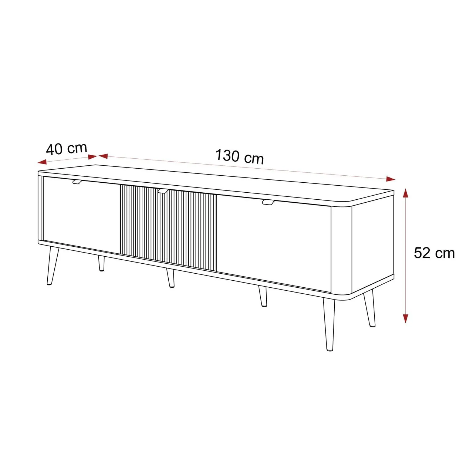 Szafka RTV NAVANI 130 cm z ryflowanym frontem kaszmir/orzech