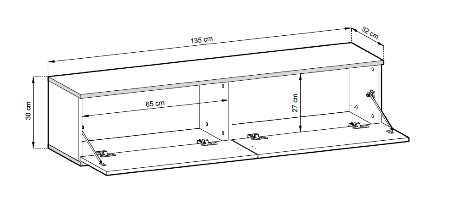 Szafka RTV ORO MDF 135 biały + złoto