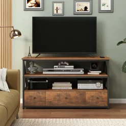 Szafka rtv pod telewizor loft komoda do salonu z półkami szufladami 110 cm