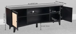 Szafka RTV rattanowa pod telewizor z gniazdkiem boho czarna nowoczesna