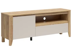 Szafka RTV Sawira II 160 cm z drzwiami i szufladą dąb mauvella/kaszmir