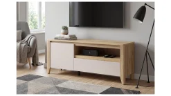 Szafka RTV Sawira II 160 cm z drzwiami i szufladą dąb mauvella/kaszmir