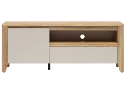 Szafka RTV Sawira II 160 cm z drzwiami i szufladą dąb mauvella/kaszmir
