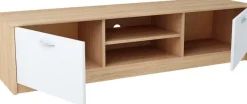 Szafka RTV, stolik, K028, 160x41x36 cm, dąb sonoma, biel, ma