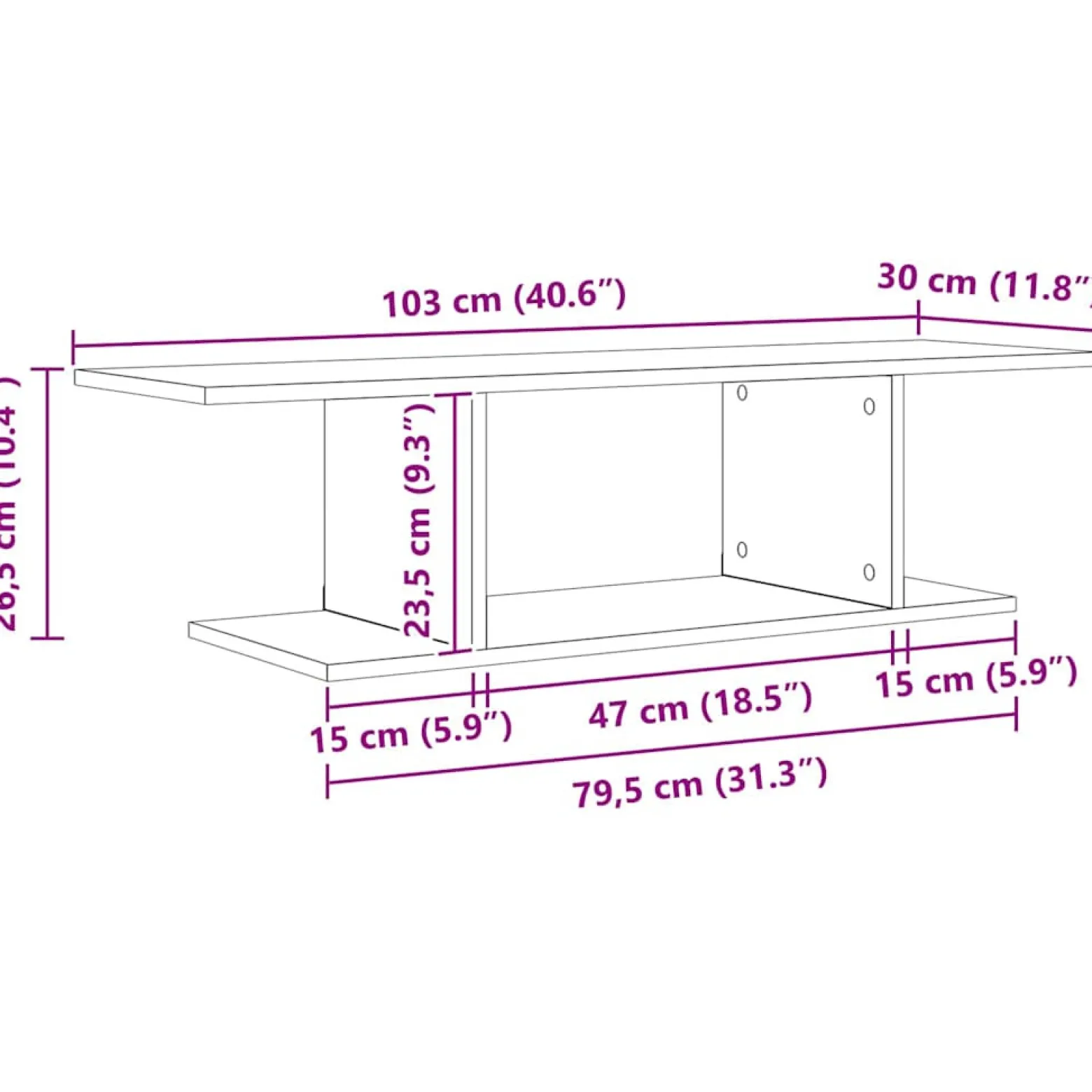 Szafka RTV Stolik Półka Szafka Pod Telewizor Do Salonu 103 x 30 x 26.5 cm