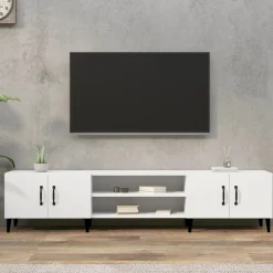 Szafka RTV Stolik Pod Telewizor Szafka Półka Biała 180x31.5x40 cm